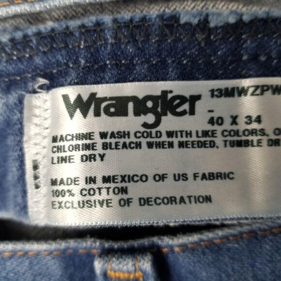 Wrangler Jeans Mens 40x34 Blue Cowboy Cut Original Fit Straight Leg Denim 13MWZ - Picture 12 of 13